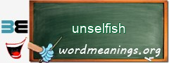 WordMeaning blackboard for unselfish